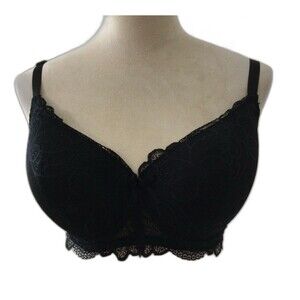 B. LUXE Bra Women’s Size 38D Color Black Lace Adjustable Straps Underwire